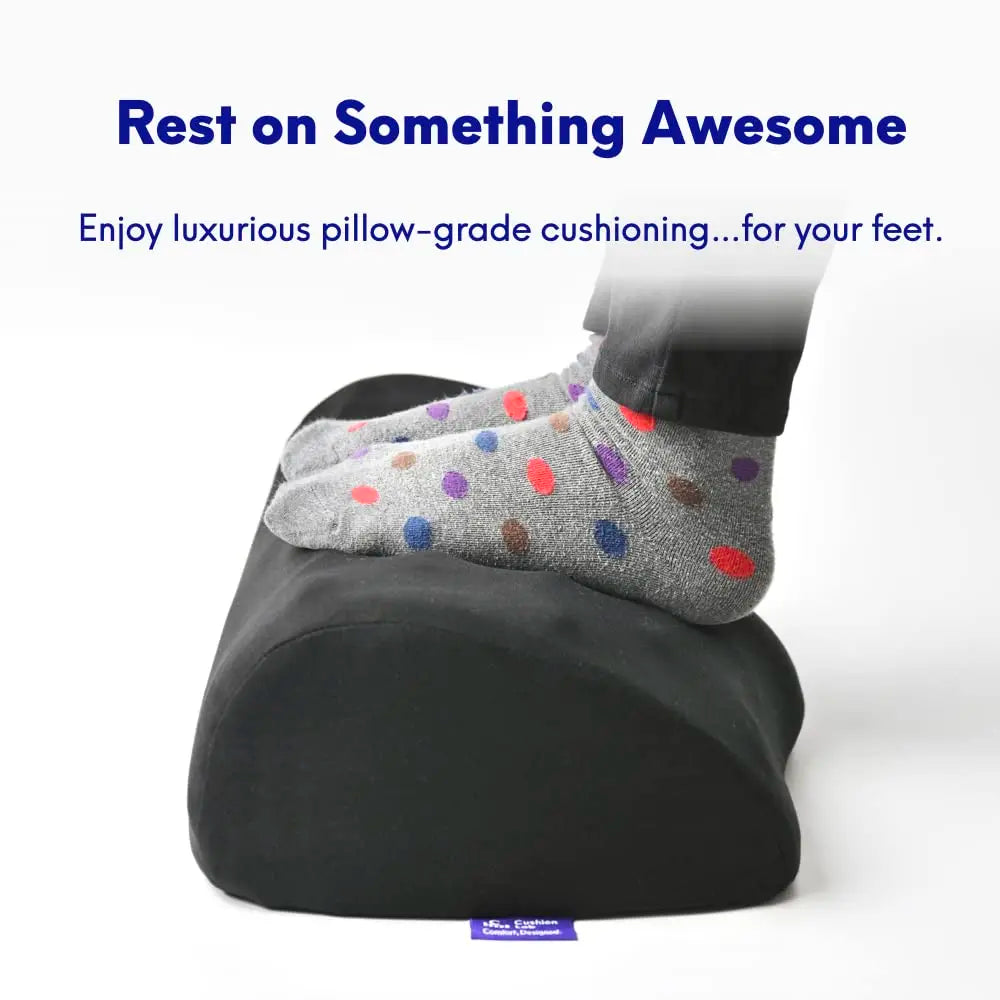 Ergonomic Foot Rest For Under Desk - Patented Massage Ridge Design Memory Foam Foot Stool Pillow For Work, Home, Gaming,