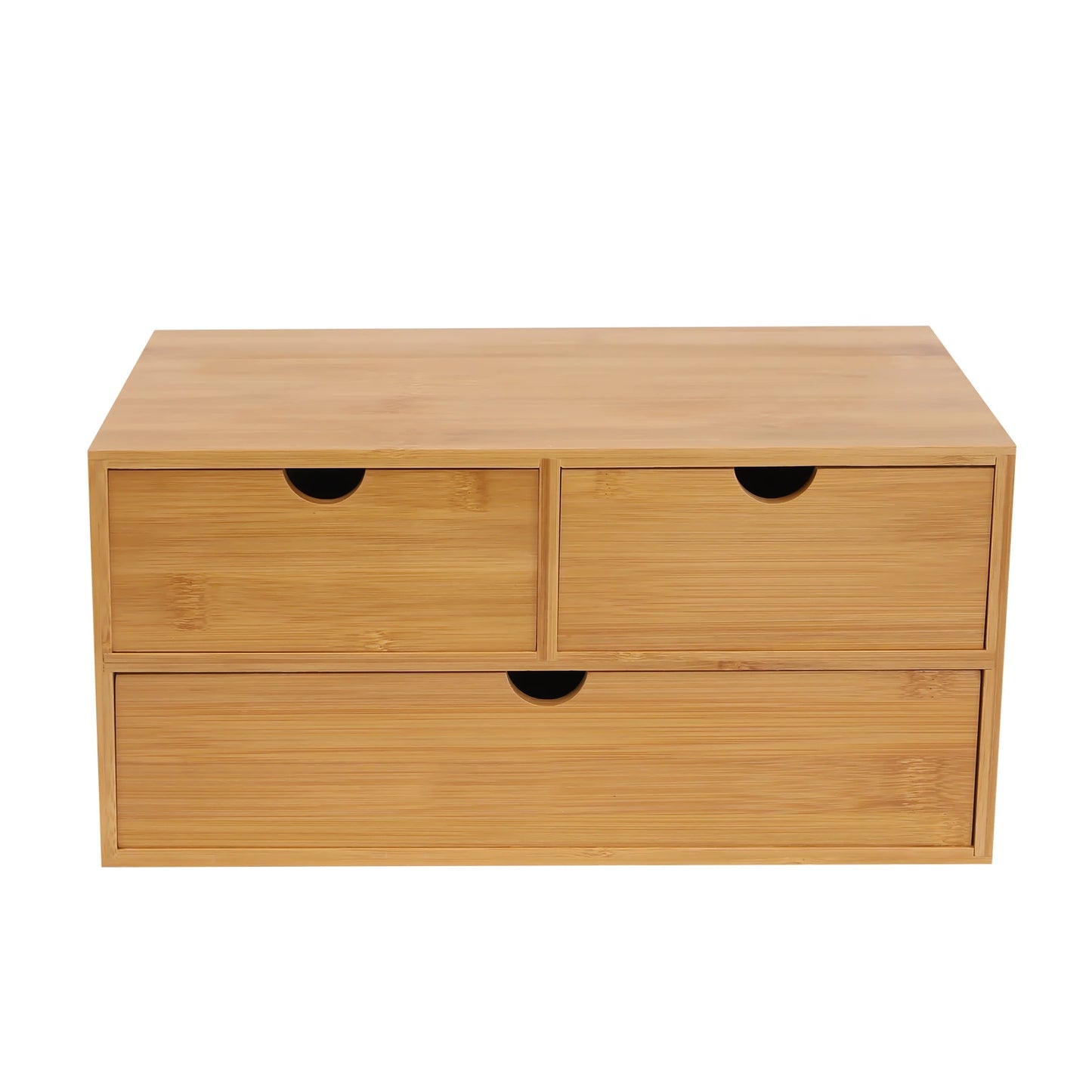 Bamboo Desk Organizer Mini Desk Organiser Tabletop Storage Organization Box with 3 Drawers For Office Home Toiletries Supplies