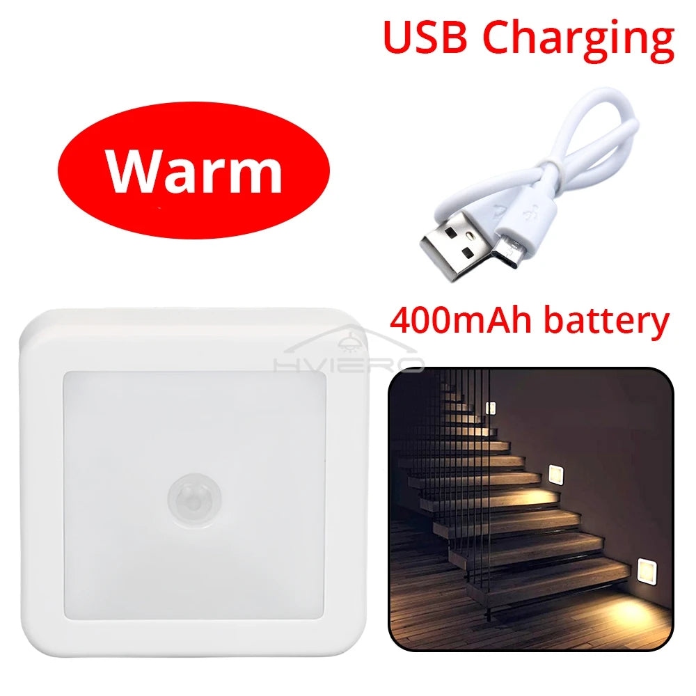 LED Night Light Smart Motion Sensor Battery USB Charging