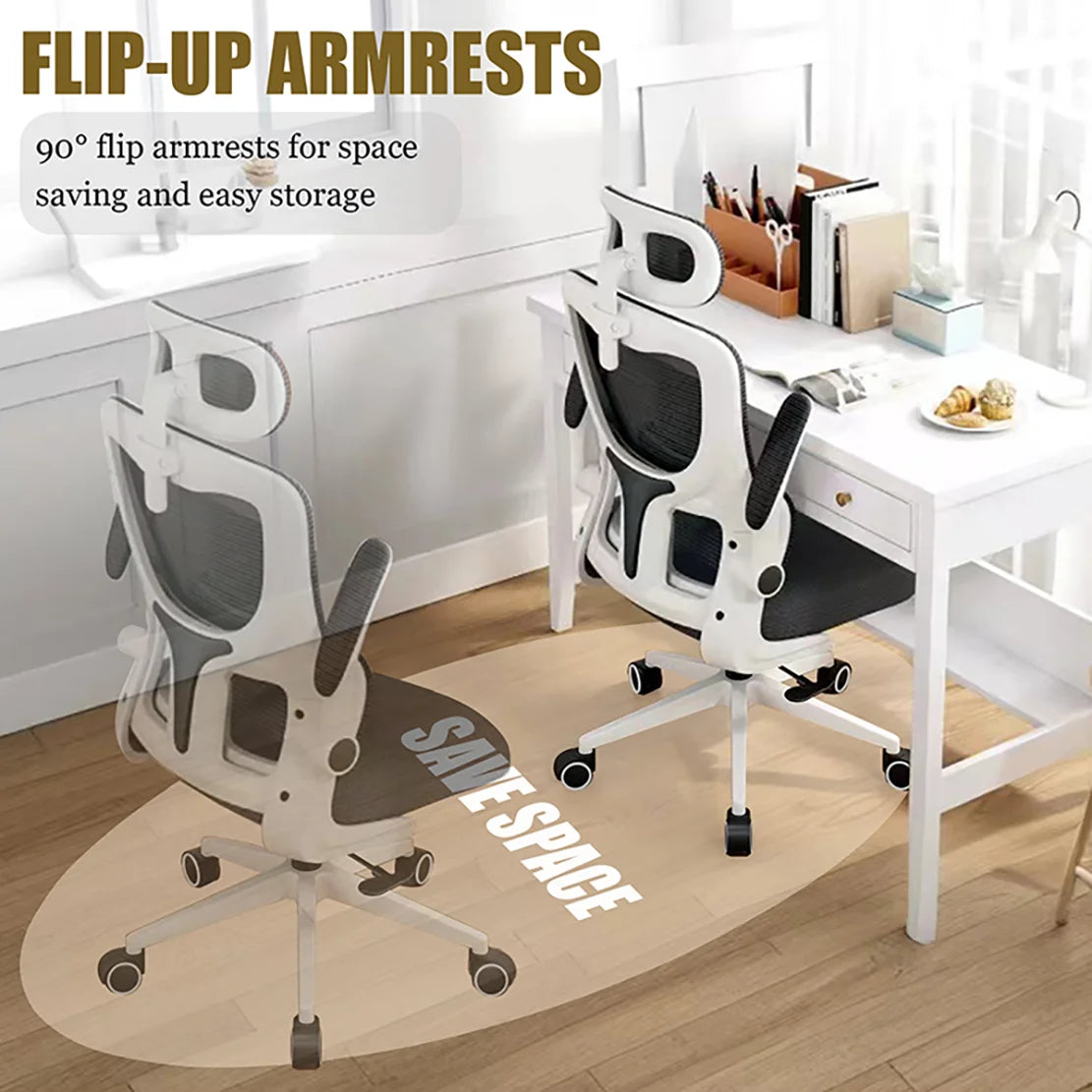 Mesh Office Chair High Back Ergonomic Desk Chair with Lumbar Support and Flip up Armrest Adjustable Headrest for Black Home