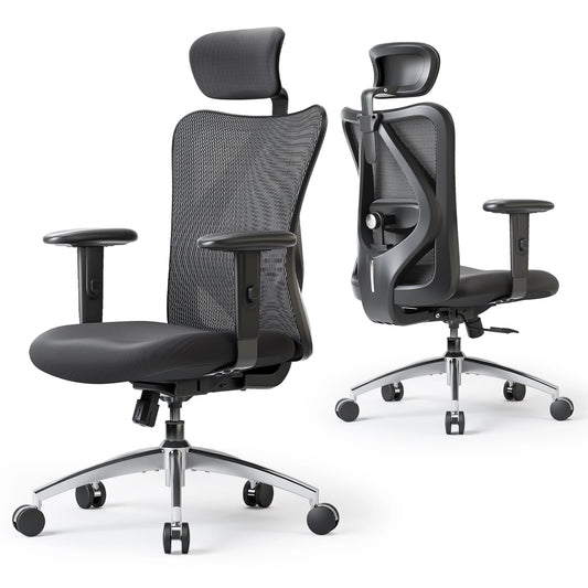 SIHOO M18 Ergonomic Office Chair for Big And Tall People Adjustable Headrest 2D Armrests Lumbar Support PU Wheels Swivel Feature