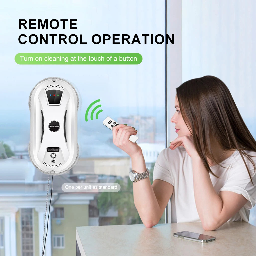 PuRuiKai AI Window Cleaning Robot Smart Automatic Cleaner Streak-Free for Windows/Tiles/Glass Doors Self-Cleaning Ultra Quiet