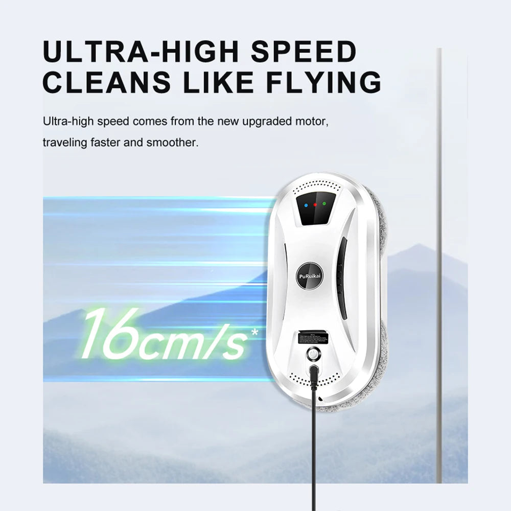 PuRuiKai AI Window Cleaning Robot Smart Automatic Cleaner Streak-Free for Windows/Tiles/Glass Doors Self-Cleaning Ultra Quiet