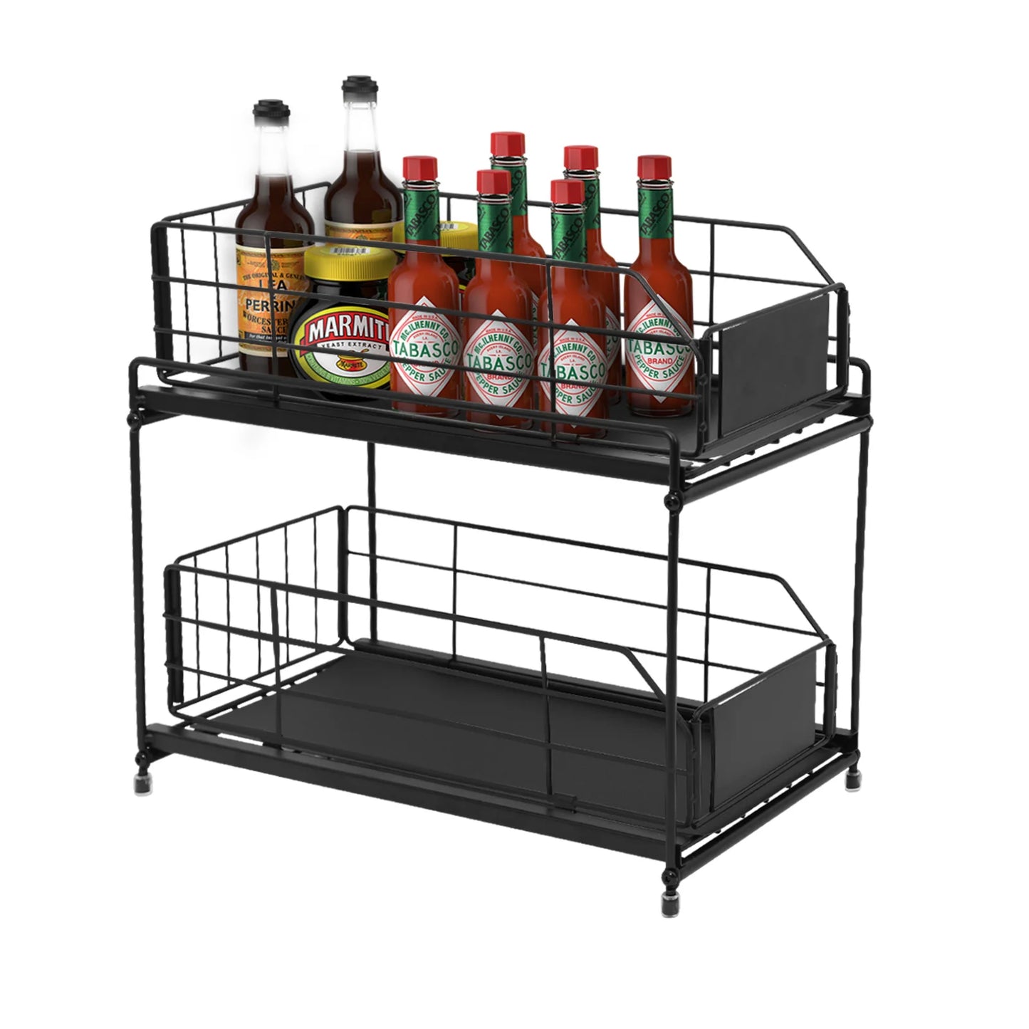 VAVSEA Metal Under Sink Organizers and Storage 2 Tier Double Sliding Drawer Cabinet Organizer with Spacers, Shelf Organizer for