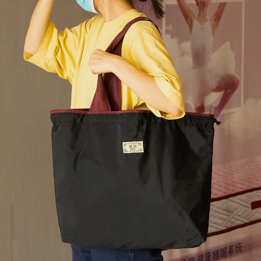 Foldable Eco-Friendly Shoulder Bags Women's Reusable Grocery Bag Large Capacity Foldable Shopping Bag with Drawstring Closure