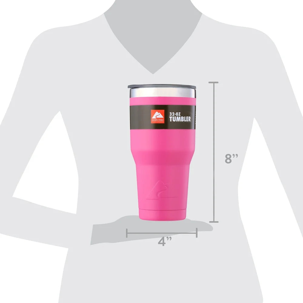 Insulated Stainless Steel Tumbler 32oz Travel Mug Hot Beverage Cooler with Magnetic Slider Sipper and Sweat Free Design
