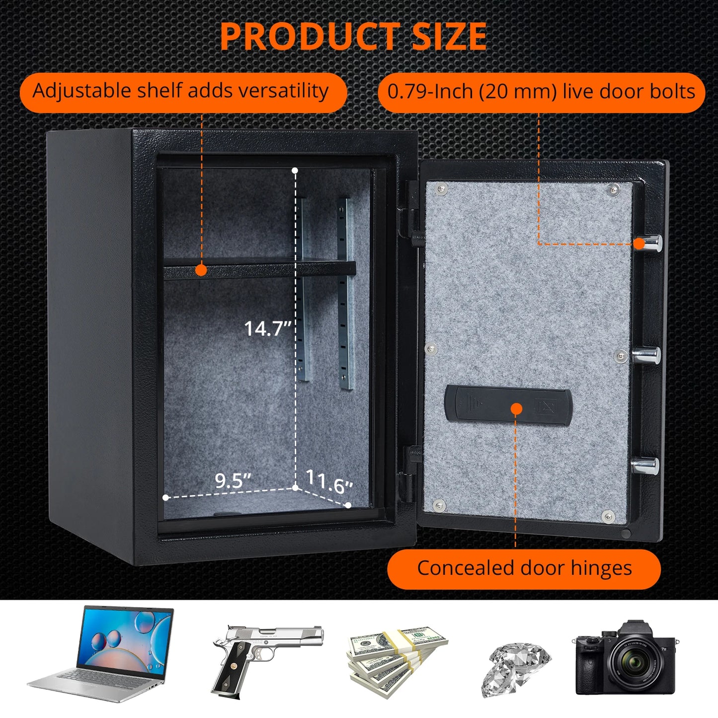 Fireproof And Waterproof Safe Box, 2 Cubic Feet Extra Large Lock Box, Home Safe With Programmable Keypad And Inner Lock